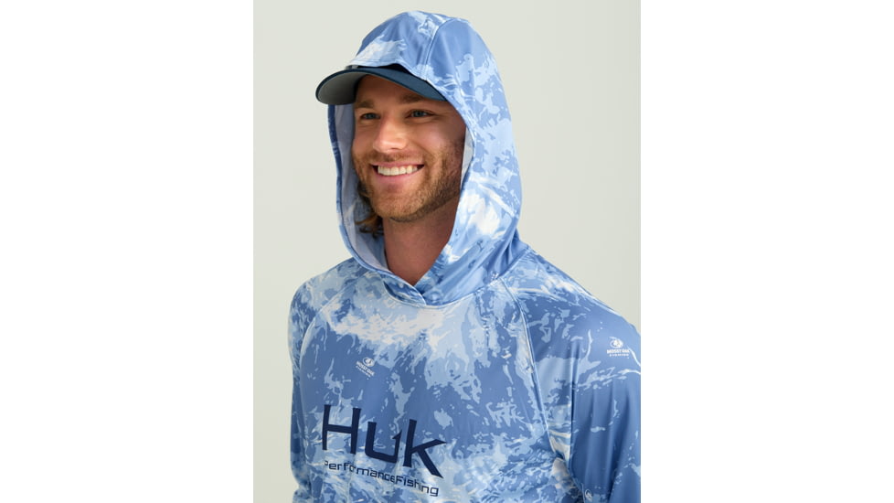 HUK Performance Fishing Mossy Oak Pursuit Performance Hoodie - Mens, Moe Sw Spndrift, Small, H1200611-945-S