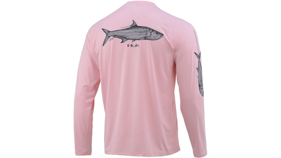HUK Performance Fishing Pen and Ink Tarpon Long Sleeve Graphic T-Shirt - Mens, Pink Taffy, Medium, H1200219-685-M