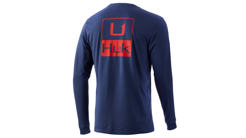 HUK Performance Fishing Pocket Long Sleeve Tee - Mens, Sargasso Sea Heather, Small, H1000301-416-S