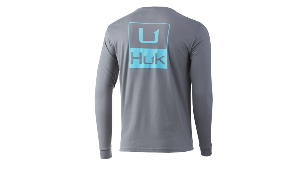 HUK Performance Fishing Pocket Long Sleeve Tee - Mens, Sharkskin Heather, Large, H1000301-022-L