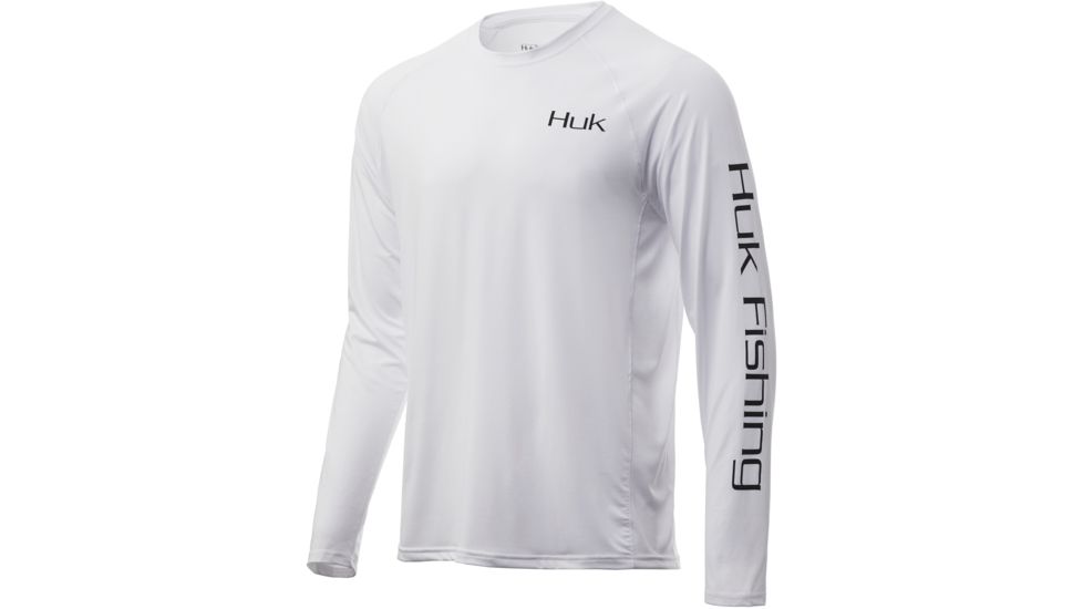 HUK Performance Fishing Pursuit Bass And Blue Long Sleeve Graphic T-Shirt - Mens, White, 2XL, H1200214-100-XXL