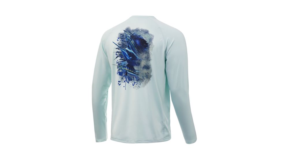 HUK Performance Fishing Pursuit Bill Fish Art Slam Long Sleeve Graphic T-Shirt - Mens, Seafoam, Medium, H1200202-350-M