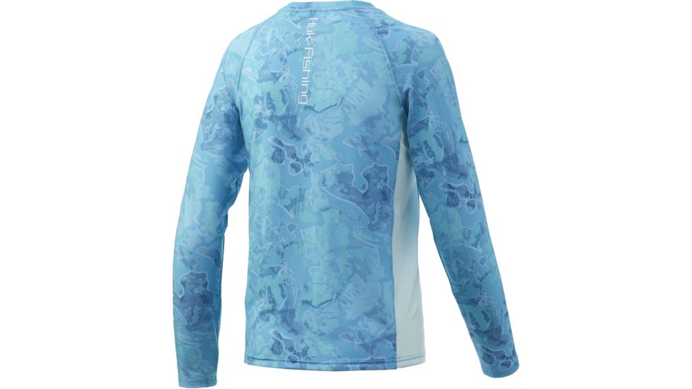 HUK Performance Fishing Pursuit Camo Vented Long Sleeve Tee - Youth, Boca Grande, Medium, H7120017-446-YM