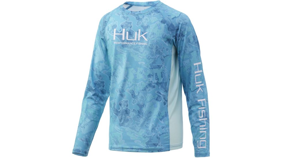 HUK Performance Fishing Pursuit Camo Vented Long Sleeve Tee - Youth, Boca Grande, Medium, H7120017-446-YM