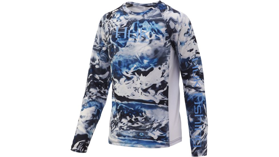 HUK Performance Fishing Pursuit Camo Vented Long Sleeve Tee - Youth, Mossy Oak Hydro Glacier, Medium, H7120017-098-YM