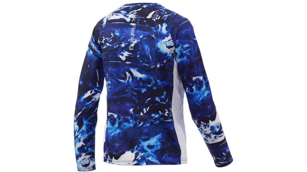 HUK Performance Fishing Pursuit Camo Vented Long Sleeve Tee - Youth, Mossy Oak Hydro Reflex, Large, H7120017-468-YL