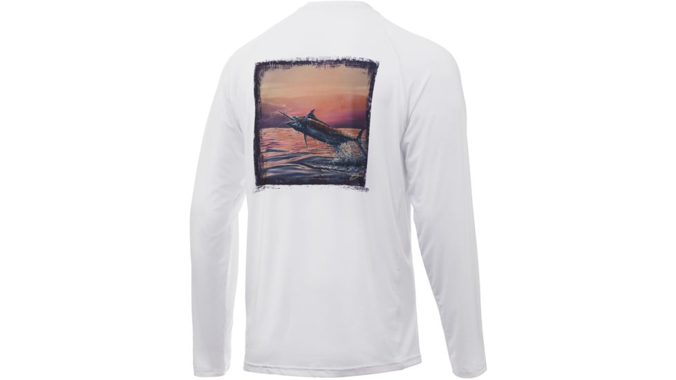 HUK Performance Fishing Pursuit Caribbean Missile Long Sleeve Graphic T-Shirt - Mens, White, 2XL, H1200206-100-XXL