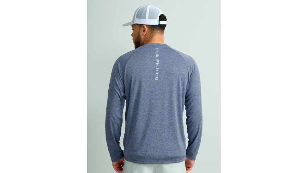 HUK Performance Fishing Pursuit Heather Long Sleeve Shirt - Mens, Nvl Aca Hthr, Large, H1200485-464-L