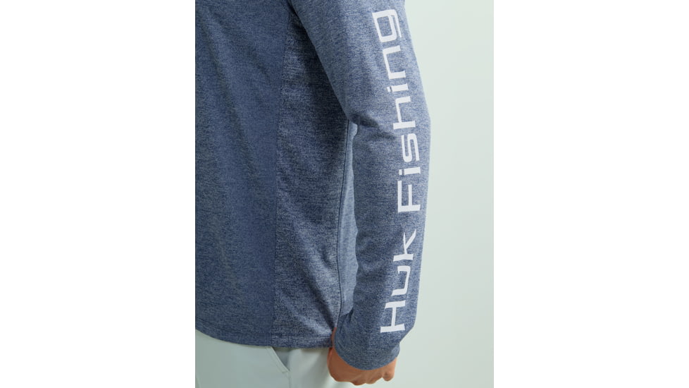 HUK Performance Fishing Pursuit Heather Long Sleeve Shirt - Mens, Nvl Aca Hthr, Large, H1200485-464-L