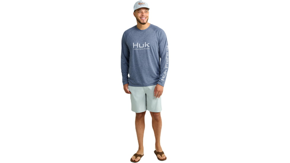 HUK Performance Fishing Pursuit Heather Long Sleeve Shirt - Mens, Nvl Aca Hthr, Large, H1200485-464-L