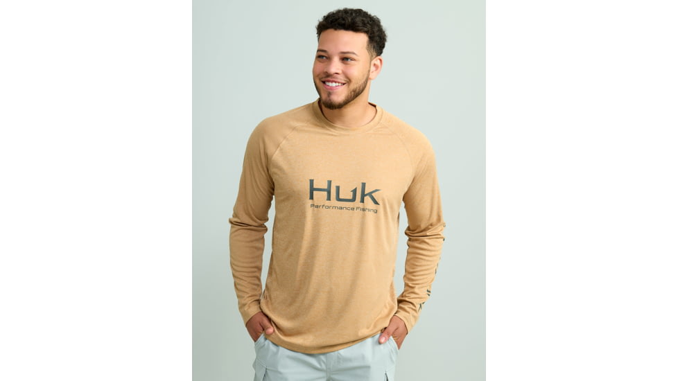 HUK Performance Fishing Pursuit Heather Long Sleeve Shirt - Mens, Sand Piper Hthr, Large, H1200485-219-L