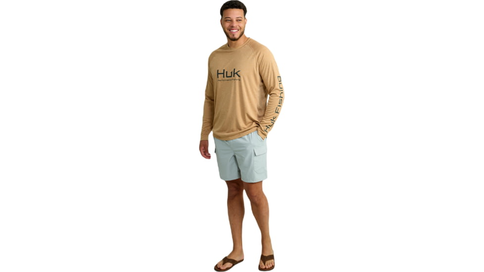 HUK Performance Fishing Pursuit Heather Long Sleeve Shirt - Mens, Sand Piper Hthr, Large, H1200485-219-L