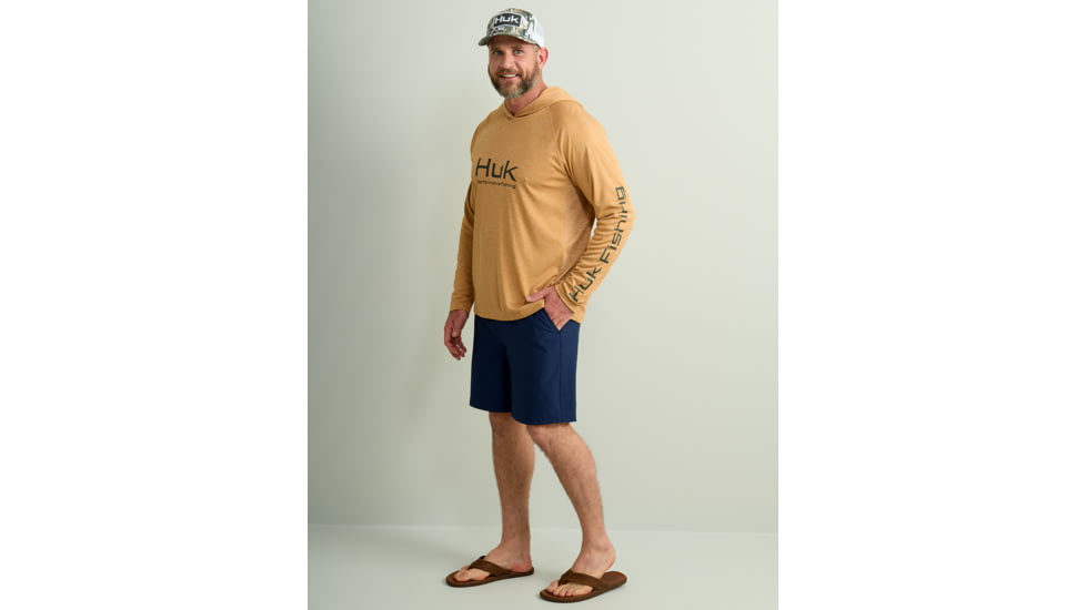 HUK Performance Fishing Pursuit Hoodie Heather - Mens, Sand Piper Hthr, 2XL, H1200486-219-XXL