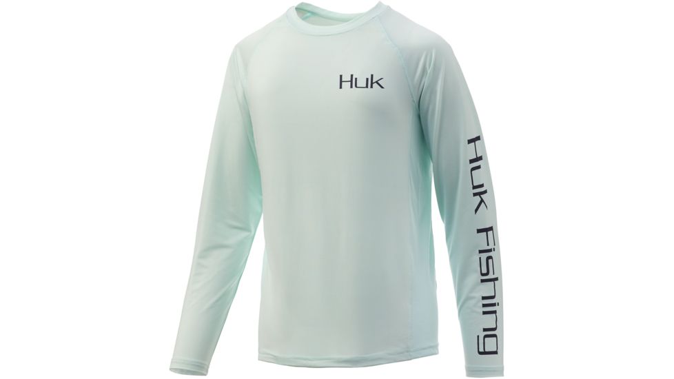 HUK Performance Fishing Pursuit Mahi Badge Long Sleeve Tee - Youth, Seafoam, Small, H7120019-350-YS