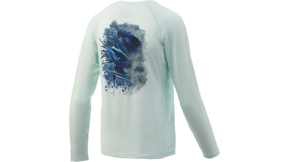 HUK Performance Fishing Pursuit Mahi Badge Long Sleeve Tee - Youth, Seafoam, Small, H7120019-350-YS