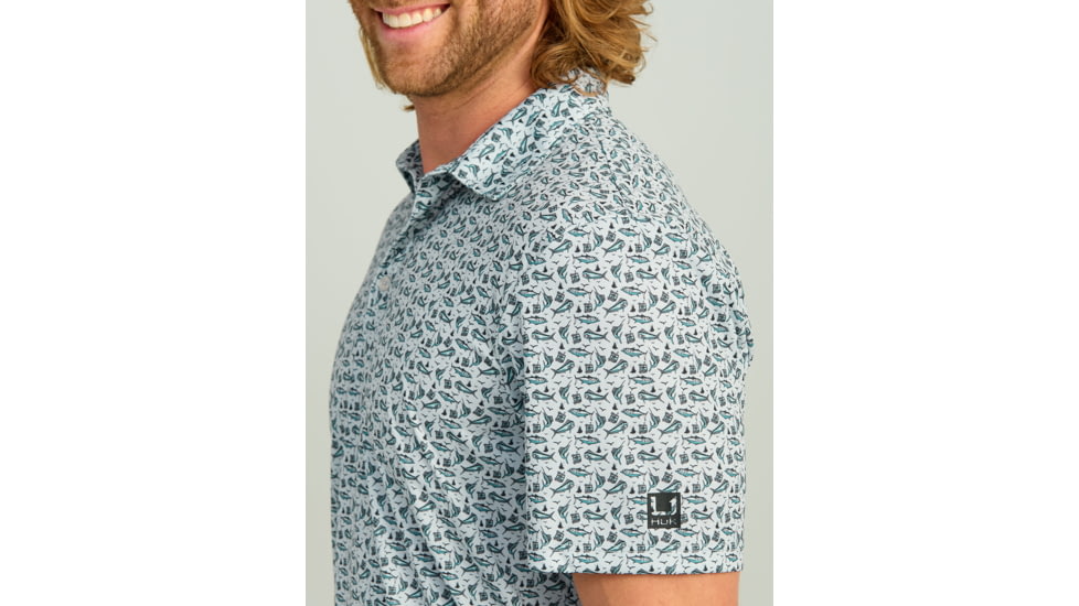 HUK Performance Fishing Pursuit Printed Polo - Mens, Harbor Mist, Small, H1200634-034-S