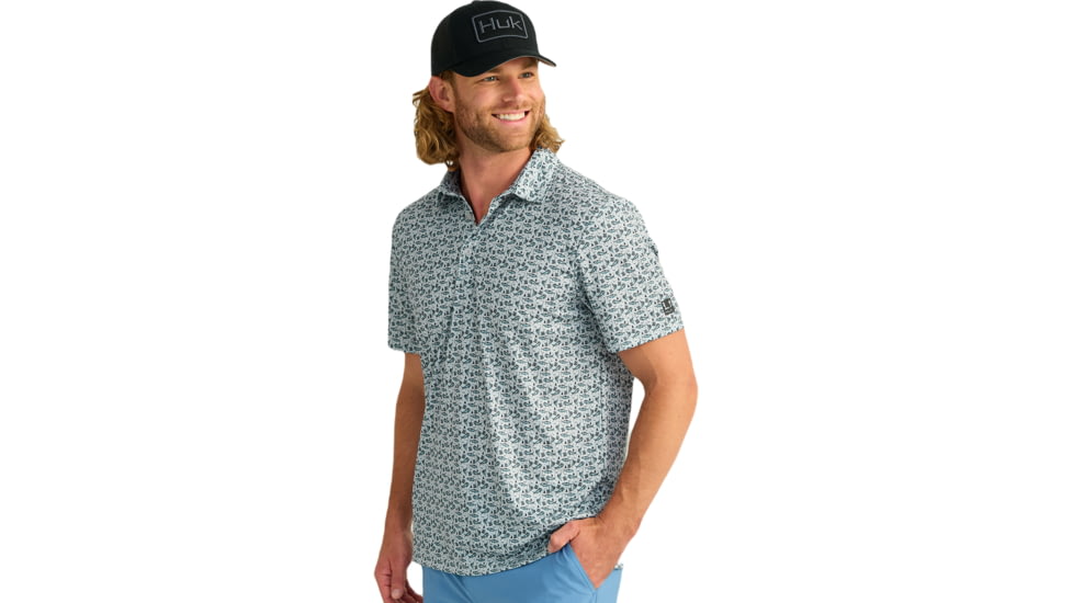 HUK Performance Fishing Pursuit Printed Polo - Mens, Harbor Mist, Small, H1200634-034-S