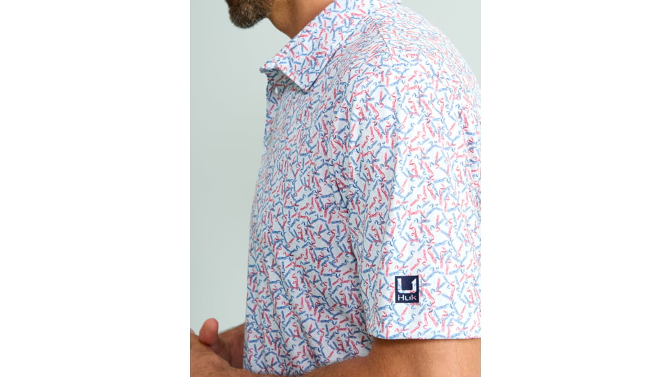 HUK Performance Fishing Pursuit Printed Polo - Mens, Scarlet Blaze, 2XL, H1200634-621-XXL