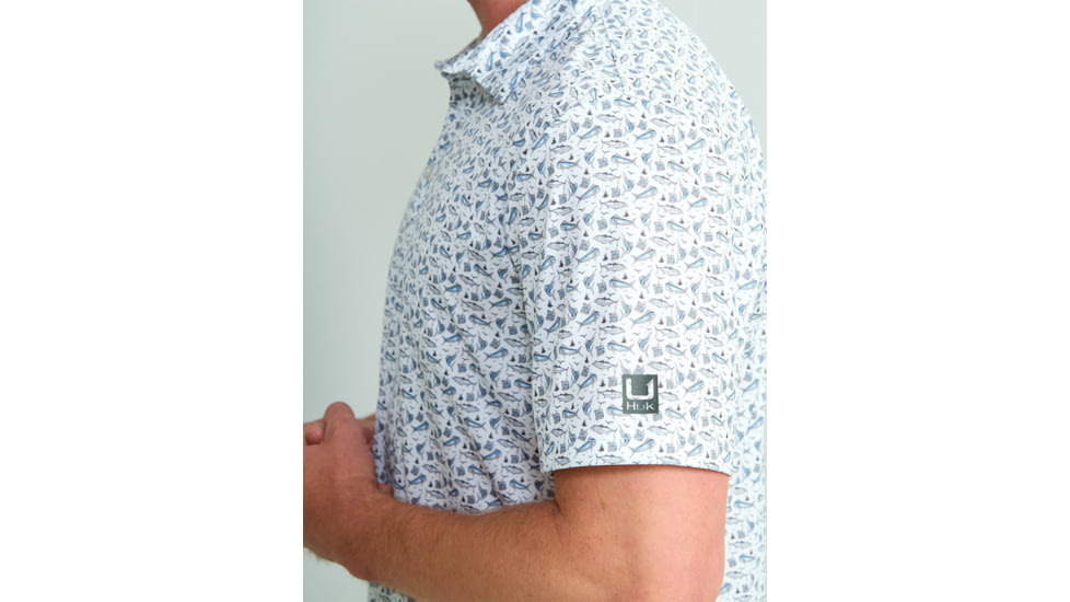 HUK Performance Fishing Pursuit Printed Polo - Mens, White, Extra Large, H1200634-100-XL