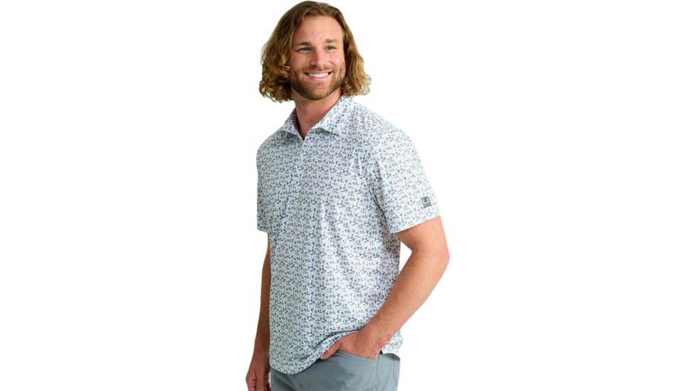 HUK Performance Fishing Pursuit Printed Polo - Mens, White, Extra Large, H1200634-100-XL