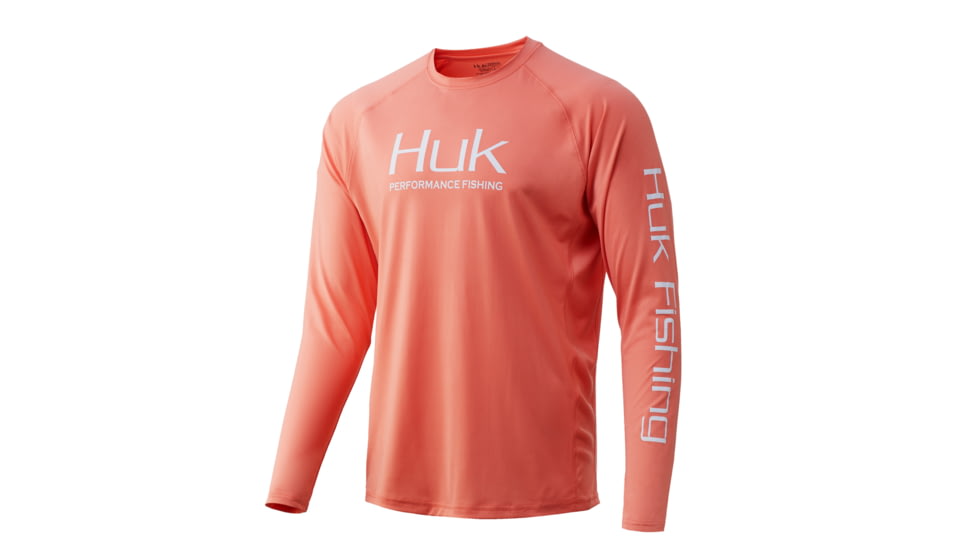 HUK Performance Fishing Pursuit Vented Long Sleeve - Mens, Fusion Coral, Medium, H1200150-634-M