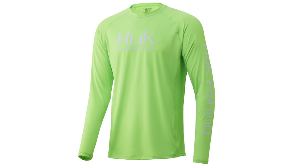 HUK Performance Fishing Pursuit Vented Long Sleeve - Mens, Neon Green, Large, H1200150-321-L