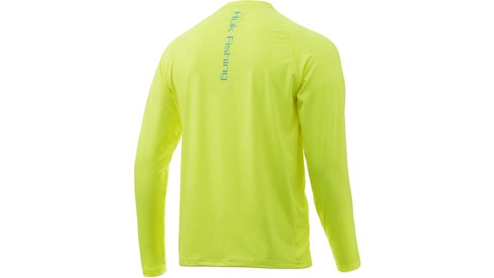 HUK Performance Fishing Pursuit Vented Long Sleeve Tee - Mens, Highlighter Yellow, Extra Large, H1200150-730-XL