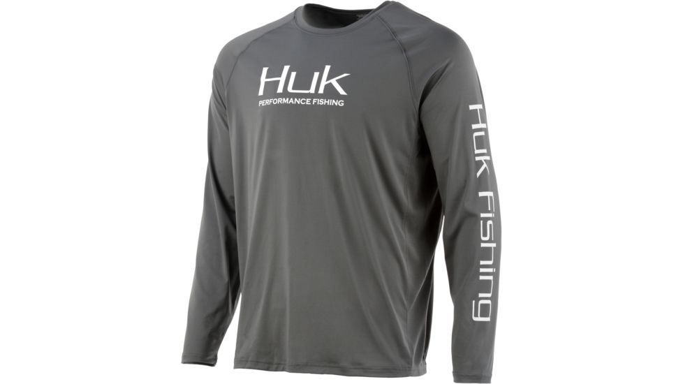 HUK Performance Fishing Pursuit Vented Long Sleeve Tee - Mens, Iron, Large, H1200150-010-L