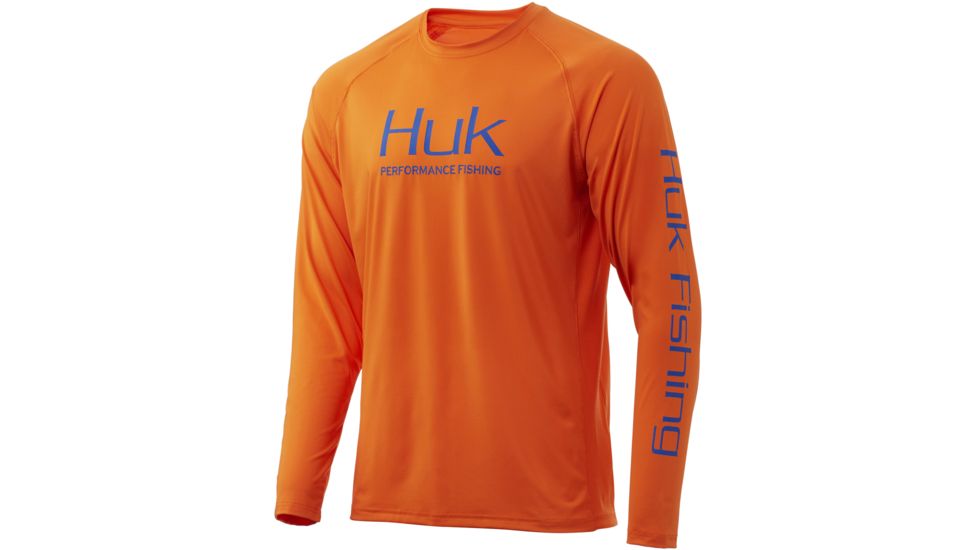 HUK Performance Fishing Pursuit Vented Long Sleeve Tee - Mens, Orange Tiger, Small, H1200150-821-S