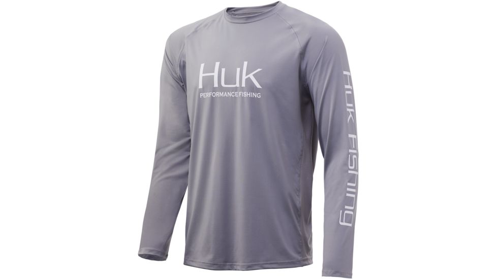 HUK Performance Fishing Pursuit Vented Long Sleeve Tee - Mens, Sharkskin, Small, H1200150-028-S