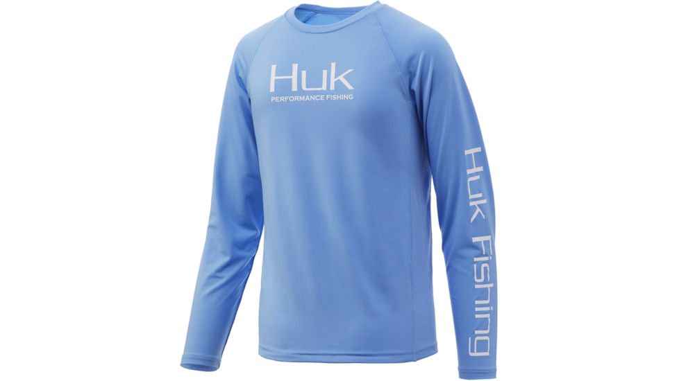 HUK Performance Fishing Pursuit Vented Long Sleeve Tee - Youth, Carolina Blue, Medium, H7120016-420-YM