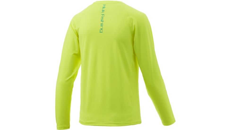 HUK Performance Fishing Pursuit Vented Long Sleeve Tee - Youth, Highlighter Yellow, Medium, H7120016-730-YM