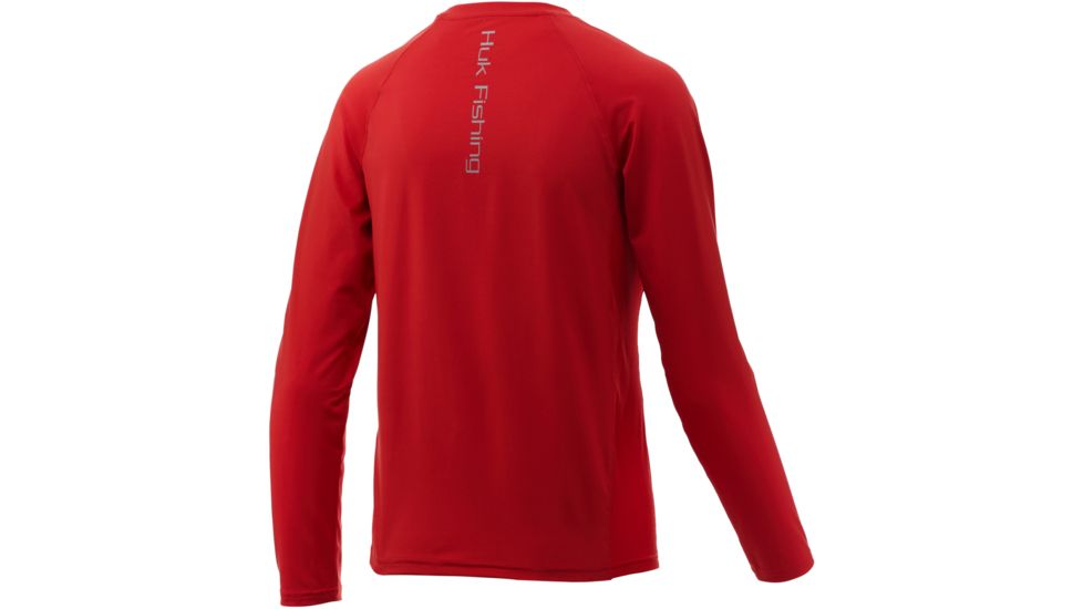 HUK Performance Fishing Pursuit Vented Long Sleeve Tee - Youth, Red, Small, H7120016-600-YS
