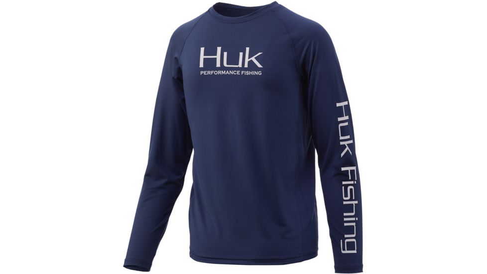 HUK Performance Fishing Pursuit Vented Long Sleeve Tee - Youth, Sargasso Sea, Medium, H7120016-409-YM