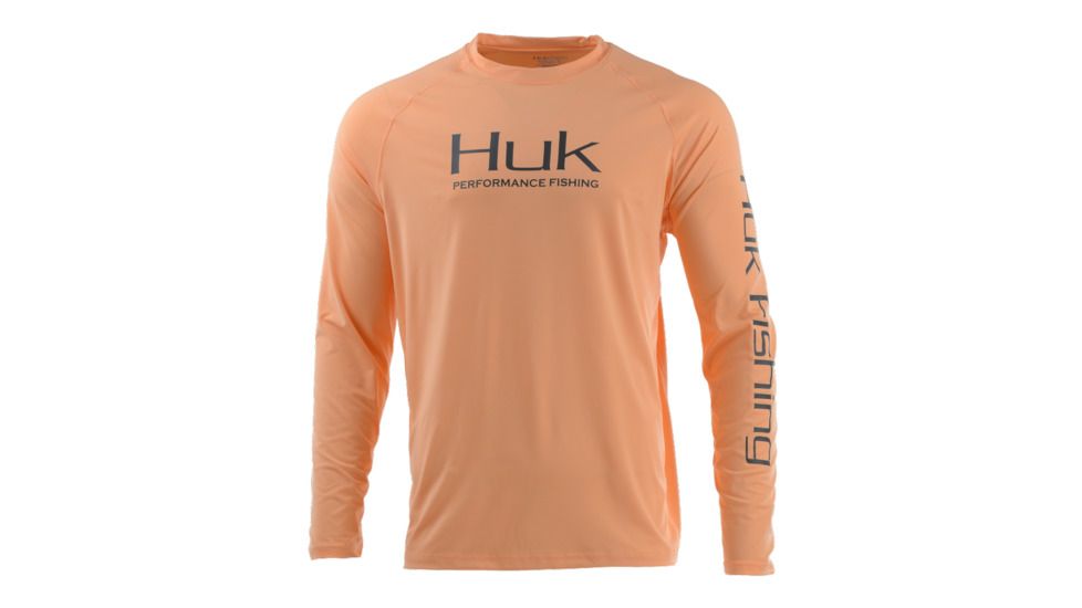 HUK Performance Fishing Pursuit Vented LS Tops, Long Sleeve - Mens, Beach Peach, Large, H1200150-850-L