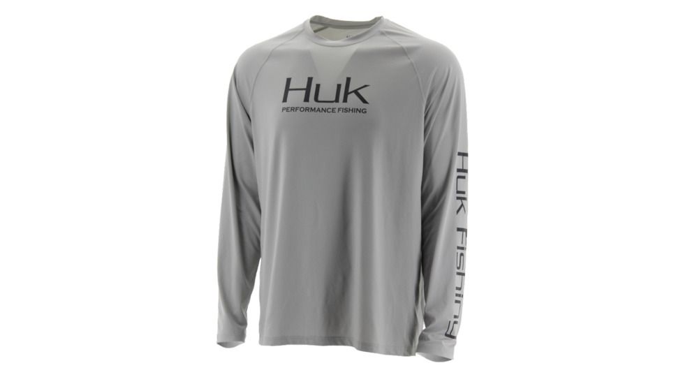 HUK Performance Fishing Pursuit Vented LS Tops, Long Sleeve - Mens, Grey, Extra Large, H1200150-020-XL