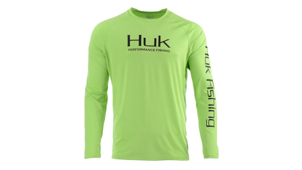 HUK Performance Fishing Pursuit Vented LS Tops, Long Sleeve - Mens, Lime Aid, Large, H1200150-330-L
