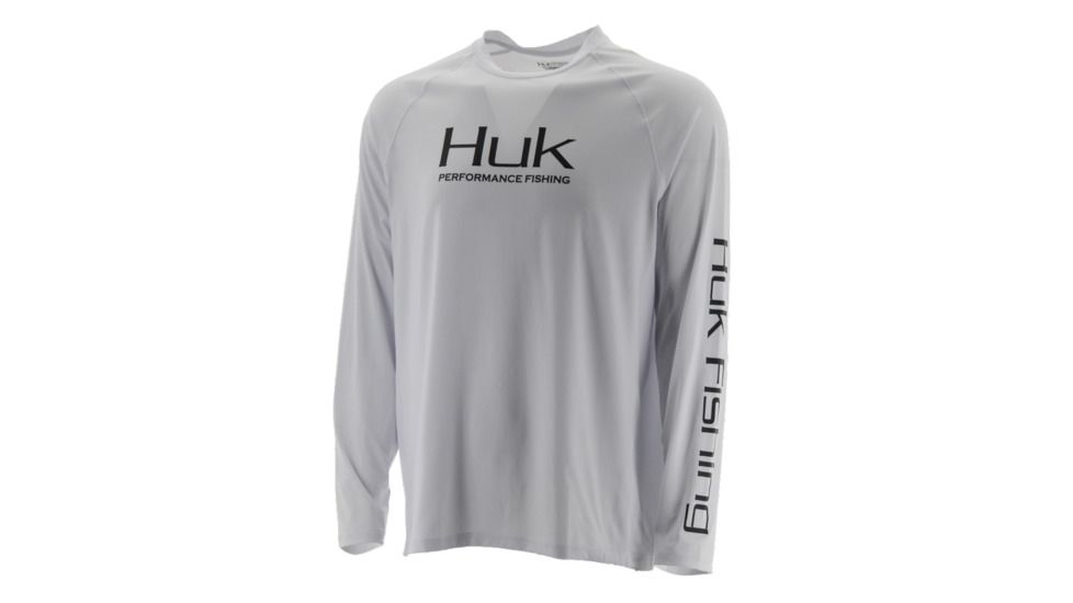 HUK Performance Fishing Pursuit Vented LS Tops, Long Sleeve - Mens, White, Large, H1200150-100-L