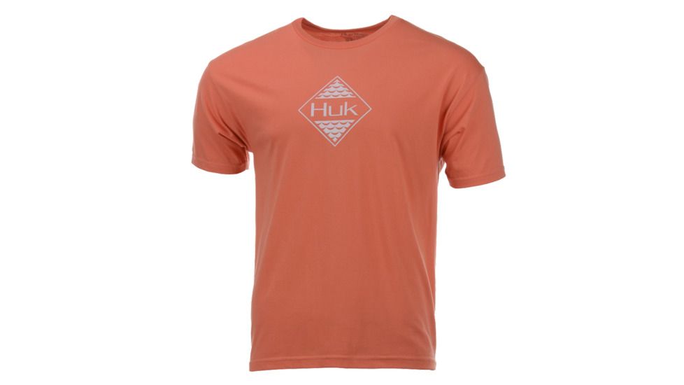 HUK Performance Fishing Ripple Tops, Short Sleeve - Mens, Coral, 2XL, H1000185-630-XXL