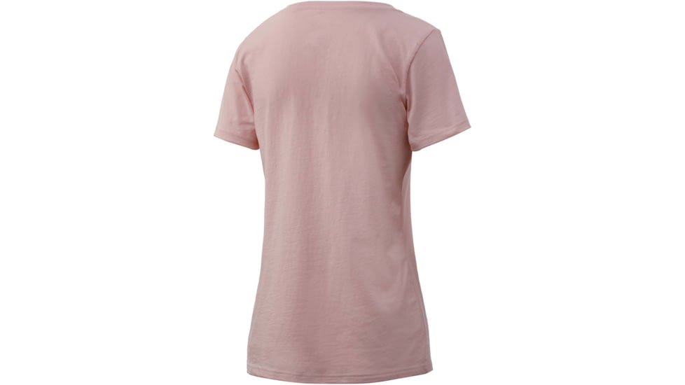 HUK Performance Fishing Script V-Neck Tee - Womens, Seashell Pink, Extra Small, H6100039-682-XS