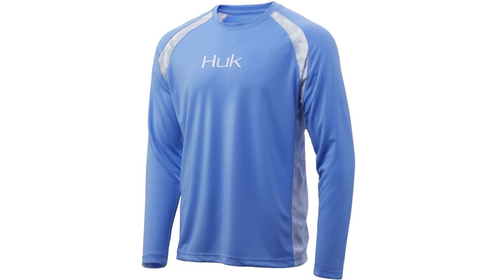 HUK Performance Fishing Strike Solid Long Sleeve Tee - Mens, Carolina Blue, Small, H1200197-420-S