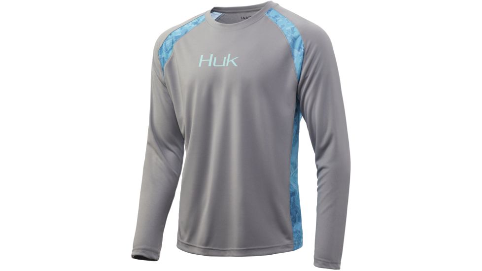 HUK Performance Fishing Strike Solid Long Sleeve Tee - Mens, Grey, Small, H1200197-020-S