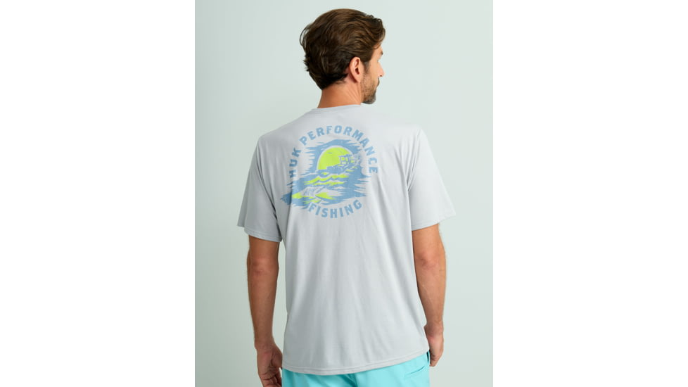 HUK Performance Fishing Sunset Chop Tee - Mens, Harbor Mist, Small, H1000515-034-S