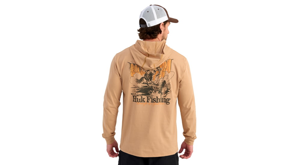 HUK Performance Fishing Trout Wrangle Hoodie Tee - Mens, Marl, Extra Large, H1000581-201-XL
