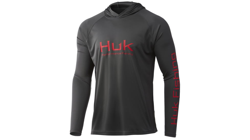 HUK Performance Fishing Vented Pursuit Hoodie, Volcanic Ashf22, Large, H1200397-017-L
