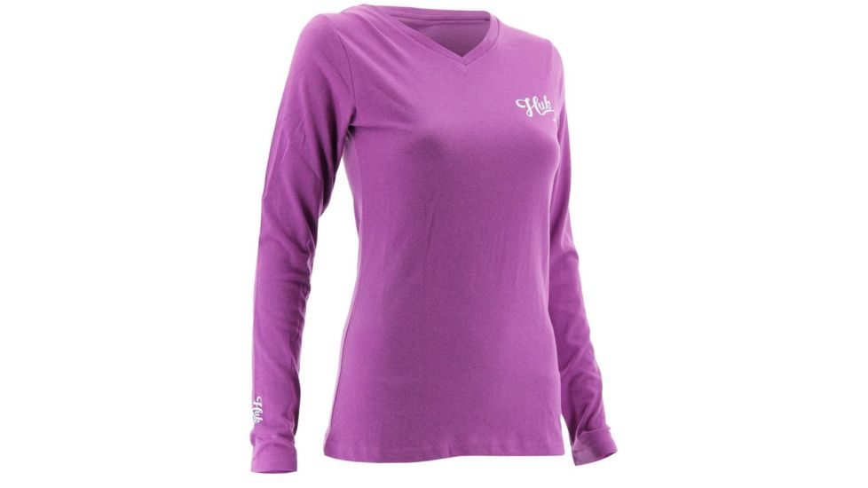 HUK Performance Fishing Womens Logo Long Sleeve Shirt, Dahlia, Large, H6100011-510-L