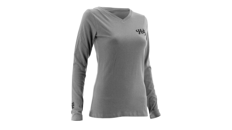 HUK Performance Fishing Womens Logo Long Sleeve Shirt, Grey, Extra Small, H6100011-020-XS