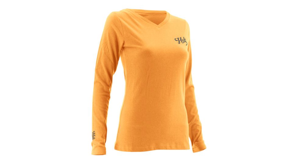 HUK Performance Fishing Womens Logo Long Sleeve Shirt, Light Orange, Extra Small, H6100011-830-XS