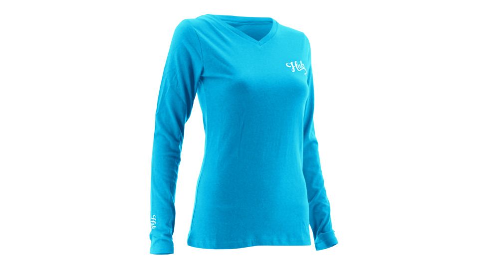 HUK Performance Fishing Womens Logo Long Sleeve Shirt, Tahiti Blue, Extra Large, H6100011-430-XL