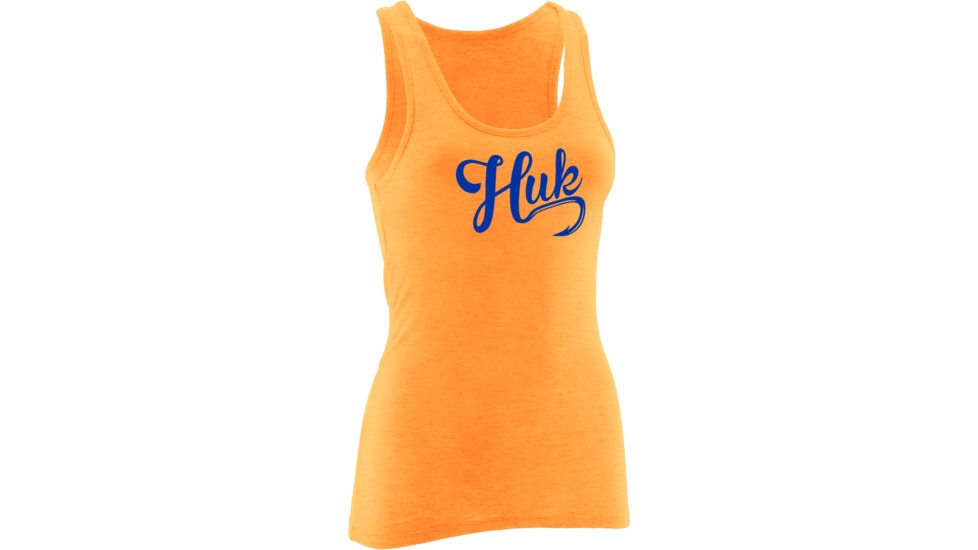 HUK Performance Fishing Womens Script Logo Tank, Heather Orange, H1000084HOGXS